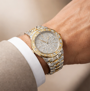 Reloj de Lujo para Hombre, con Diamantes, en Acero Inoxidable de Dos Tonos, Mecánico, con Cristal de Zafiro, Resistente al Agua, Ideal para Regalo Empresarial - Product Image 3