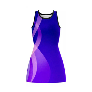 Vestido de Tenis Ajustado sin Mangas para Mujer, Color Morado Degradado, Sublimado, Absorbente de Humedad, Ropa Deportiva para Todas las Temporadas - Product Image 2