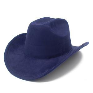 Custom LOGO Big Wide Brim Suede Cowboy <b>Hat</b> for Women <b>Men</b> Western Cowgirl Roll up <b>Fedora</b> <b>Hats</b> - Product Image 5