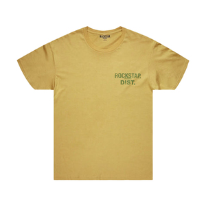 T-shirt jaune moutarde à manches courtes et col rond, coupe classique, en jersey de coton décontracté, avec motif imprimé et logo frontal - Product Image 1