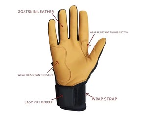 ถุงมือเบสบอล/ซอฟต์บอลหนังแท้แบบเต็มมือ OEM สำหรับผู้ใหญ่ สีและโลโก้ปรับแต่งได้ พร้อมแผ่นรองฝ่ามือ - Product Image 6