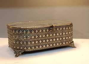 Caja de Joyería de Latón Dorado, Estuche de Almacenamiento de Vidrio Biselado, Organizador Decorativo para Anillos, Aretes y Collares - Product Image 4