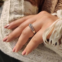 Bague de déclaration de luxe pour femme, tendance et unique, empilable, à double rangée mixte, en or blanc 14K massif, avec diamants de laboratoire taille marquise, certifiée IGI