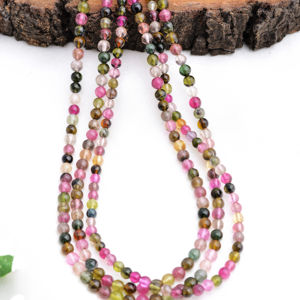 Turmalina natural multicolor de 3.50 mm a 4 mm, bolas lisas, cuentas de piedras preciosas naturales para la elaboración de joyería fina. - Product Image 1
