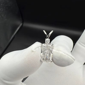 Pendentif solitaire en or avec diamant de laboratoire taille coussin 3 carats, certifié IGI, qualité VVS, bijou de mariée, cadeau d'anniversaire pour elle - Product Image 5