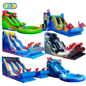 वाणिज्यिक ग्रेड बिग कहूना मछली बिक्री के लिए Inflatable पानी स्लाइड Waterslide