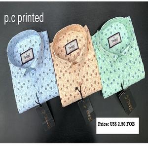 เสื้อลำลองผู้ชายพิมพ์ลายผ้าฝ้ายโพลีเอสเตอร์มีปกตั้งและผ้าระบายอากาศ - Product Image 4