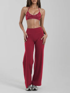 Ensemble 2 pièces de sport pour femme 2026 : Soutien-gorge de sport et leggings évasés taille haute, personnalisables avec logo, pour yoga, fitness et gym, OEM - Product Image 3