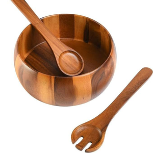 Tazón grande personalizado de madera de acacia pulida, ecológico, para cocina, catering, apto para alimentos, para mezclar frutas y ensaladas, de Blossom Craft India. - Product Image 1