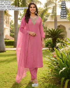 Robe traditionnelle Gulnaar brodée en modal pour femme, longueur ras du sol, séchage rapide, idéale pour Diwali et les fêtes - Product Image 4