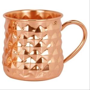 Taza de Café de Cobre Facetada con Textura de Diamante, Taza de Té Metálica, Artículos de Bebida Contemporáneos para Hogar, Cafetería, Hotel, Fabricante al por Mayor - Product Image 1