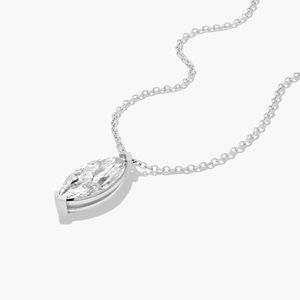 14K White Gold Marquise Cut Lab Grown Diamond Solitaire Pendant <b>Necklace</b> Elegant Minimalist Fine Jewelry For Women - Product Image 4