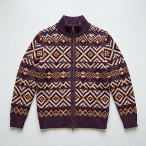Cárdigan de punto grueso de invierno con patrón geométrico American Fair, abrigo oversize de cachemira jacquard con cremallera y ajuste relajado Cleanfit - Product Image 4
