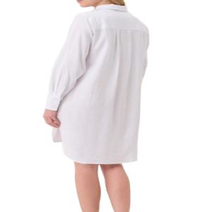 Tunique pour femmes en lin et viscose, manches longues, col rond, coupe ample, décontractée, grande taille, pour l'été - Product Image 4