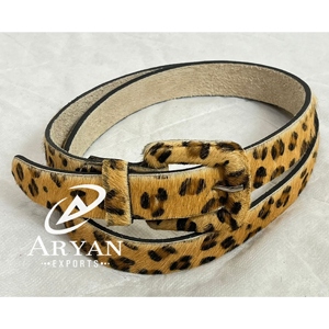 Handmade Highest Quality Genuine Leather <b>Leopard</b> <b>Printed</b> Belt for Women's Western Hair-On Hide Vintage Boho Style Cowhide Belts - Product Image 1