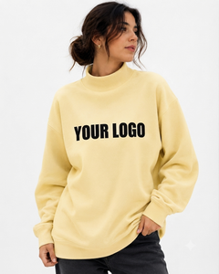 เสื้อสเวตเชิ้ตคอเต่าทรงโอเวอร์ไซส์สำหรับผู้หญิง จากผู้ผลิต OEM ผ้าเทอร์รี่คอตตอนพรีเมียม ทรงหลวม สไตล์ลำลอง สตรีทแวร์ เสื้อผ้าฤดูใบไม้ร่วงและฤดูหนาว - Product Image 1