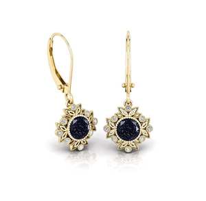 Pendientes de Aro de Piedra Arenisca Azul, Plata de Ley 925, Chapados en Oro de 14K, Joyería Clásica para Mujer, Certificación IGI, para Fiestas - Product Image 3