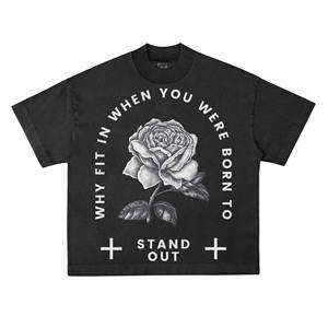 Camiseta de Hombre Casual de Algodón 100% Tejido, Ecológica, Transpirable, de Corte Regular, con Estampado Serigrafiado, 200g, de Alto Gramaje, con Lavado Ácido y Efecto Desgastado por el Sol - Product Image 1