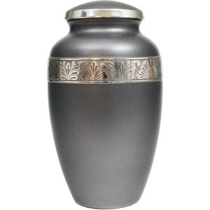 โกศบรรจุอัฐิแบบกรีกโบราณทำจากทองเหลืองและดีบุกสำหรับบรรจุอัฐิมนุษย์ โกศโลหะทำมือสำหรับงานศพพร้อมแถบลายใบไม้สลัก - Product Image 1