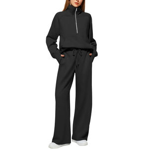 Trajes Deportivos de Alta Calidad para Mujer, Ropa Deportiva de Invierno, Informal, Sólida, de Poliéster/Algodón, de Secado Rápido, Transpirable, Ecológica - Product Image 1