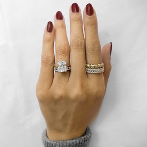 Classic 4.5 CT Radiant Cut Solitaire Engagement Ring Solid Yellow Gold Band with White Gold Basket IGI certified diamond ring - Product Image 1