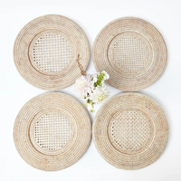 Assiette ronde en rotin de haute qualité, décoration de table rustique, tissée à la main par des artisans expérimentés du Vietnam