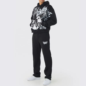 Sudadera con Capucha y Pantalones Deportivos de Forro Polar Térmico para Hombre, Diseño OEM, Algodón/Poliéster, Color Negro, Ecológicos, Manga Larga, Casuales - Product Image 4