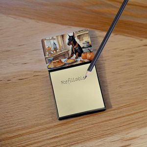 Blocs-notes auto-adhésifs Nouveau Doberman Pinscher Automne Cuisine Citrouilles Distributeur Carte Porte-notes Blanc Accessoires de bureau Rechargeable - Product Image 2