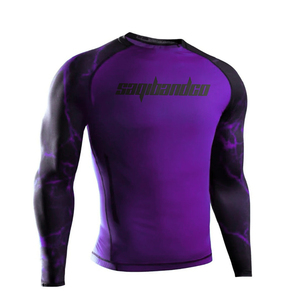 Camiseta Deportiva de Manga Larga para Hombre Saqibandco, Ajustada, de Secado Rápido, para MMA, con Logotipo Estampado en Azul y Negro en la Parte Delantera - Product Image 5