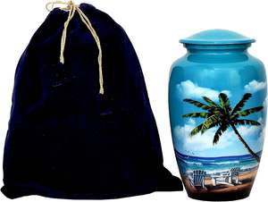 Beach Blue Cremation Urn for Human Ashes Handcrafted Adult Funeral Urn with Elegant Ocean-Inspired Finished Secure <b>Memorial</b> - Product Image 2
