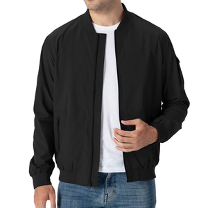 Chaqueta Bomber Informal de Color Sólido OEM, Chaqueta Bomber Extra Grande de Alta Calidad, Ligera y Transpirable, con Cuello Alto para Hombre - Product Image 4