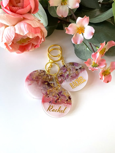 Custom Dried Flowers Seed Beads Art Deco Handcrafted Keychain Personalized <b>Name</b> Bag Charm Accessories Gift for Her - Product Image 6