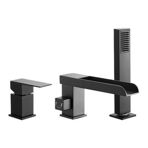 Rubinetto per vasca da bagno stile Romano con cascata a 3 fori e soffione doccia a 1 maniglia per ville - Product Image 1