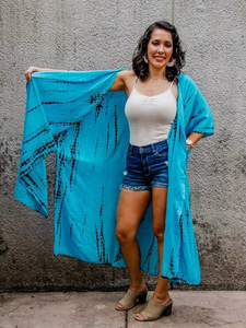 Cárdigan de Manga Larga con Estampado Tie Dye Estilo Boho Hippie para Mujer, Kimono Transpirable para Vacaciones en la Playa - Product Image 3