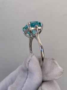 Bague de fiançailles vintage en aquamarine, coupe octogonale, cadeau d'anniversaire de mariage pour femme, argent sterling, faite à la main - Product Image 3