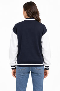 Veste universitaire marine et blanche pour hommes et femmes, tenue décontractée d'automne pour équipe - Product Image 4