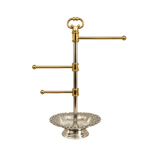 Premium Brass Jewelry <b>Stand</b> Organizer with <b>Rotating</b> Arms Decorative Tray Necklace Earring Holder Elegant Vanity Storage Solution - Product Image 1