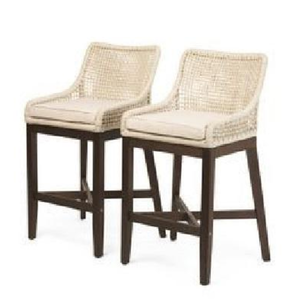 Tabouret de bar très vendu, avec pieds en teck et assise en rotin de haute qualité et durable ; adapté à une utilisation en intérieur et en extérieur. - Product Image 1