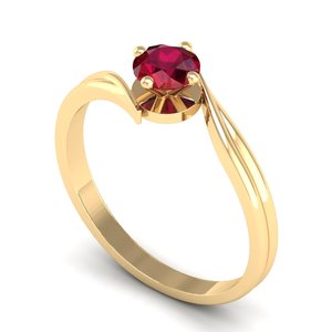แหวนเพชรพลอยทับทิมทรงกลมเจียระไนแบบบริลเลียนต์ 0.5 กะรัต ทองคำแท้ 14K ยี่ห้อ REYES สินค้าขายดี แหวนหมั้นแบบโซลิแทร์ เครื่องประดับชั้นดีสุดพิเศษ - Product Image 2