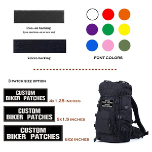 Custom <b>Name</b> Embroidered Patch Rectangle Iron-On Sew-On Biker Patches With Text Phone Number For Cloth Decoration - Product Image 3