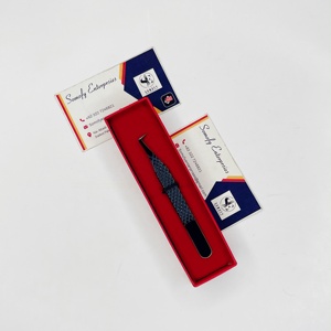 Pince à épiler professionnelle pour cils, personnalisable avec votre marque, noire, en forme de L, avec poignée diamant, pointe nano, en acier inoxydable - Product Image 4