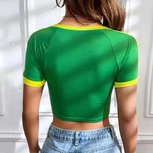 Camiseta Corta para Mujer, Estilo Y2K, Ajustada, Informal, de Algodón, Manga Corta, Estética Retro, Ropa Urbana, Moda Diaria - Product Image 2