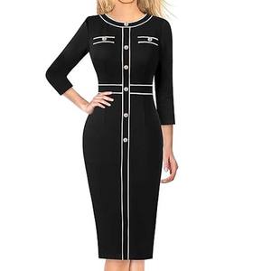 Robe longue sportive élégante vintage à col en V pour femme – Coupe ajustée avec logo personnalisé et badge - Product Image 1