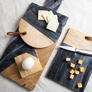Elegant hosting tray premium appetiser board designer kitchen accessories oval serving platter marble <b>wood</b> serve ware stylish - Product Image 1