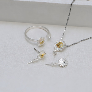 S925 Silver Plain Chrysanthemum Pendant Earnail Personalized Female Bead Ring DIY <b>Jewelry</b> Accessories <b>Fine</b> <b>Jewelry</b> <b>Sets</b> Empty - Product Image 2