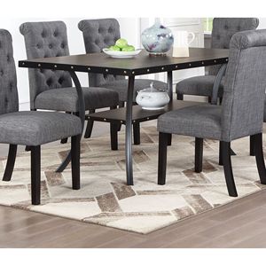 Tavolo da Pranzo Rettangolare in Legno Naturale con Borchie Decorative e Ripiano Portaoggetti - Product Image 2