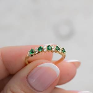 Sami Jewels Emerald <b>Ring</b> 925 Sterling <b>Silver</b> 14K Gold Plated Gemstone <b>Stacking</b> May Birthstone Gift For Her Women - Product Image 4
