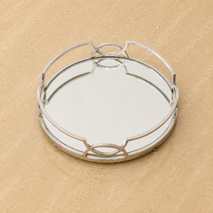 Product Apricate Luxury Stainless Steel Round <b>Mirror</b> Serving <b>Tray</b> Modern Open Frame Decorative Display Platter - Product Image 6