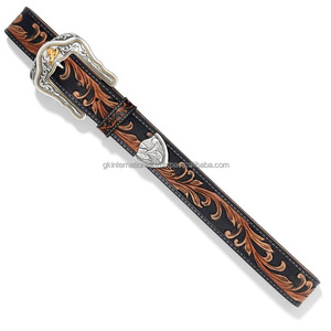 Western Fashion Floral Engraved Design Alloy Pin Buckle Men Belt Custom Printed Logo Pattern Western <b>Leather</b> <b>Tooling</b> Belts - Product Image 2