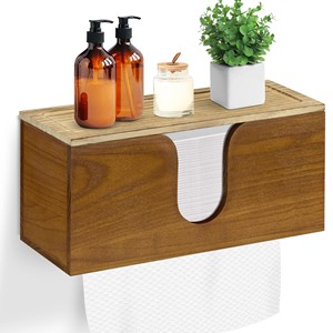 Étagère murale minimaliste rectangulaire en bois d'acacia doré pour distributeur de savon |   Accessoires de salle de bain en gros - Product Image 5